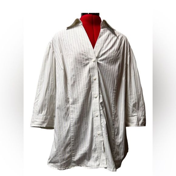 Striped blouse size 1x Worthington Stretch top button down 26270 - Picture 1 of 8